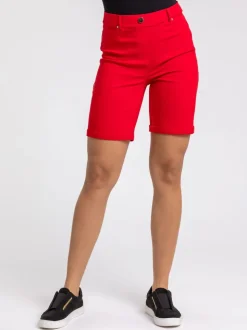 Rood - Roman stretch short met omgeslagen zoom