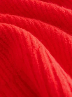 Rood - Scarf Layer Lace Trim Knitted Jumper