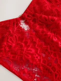 Rood - Slipjes met kant