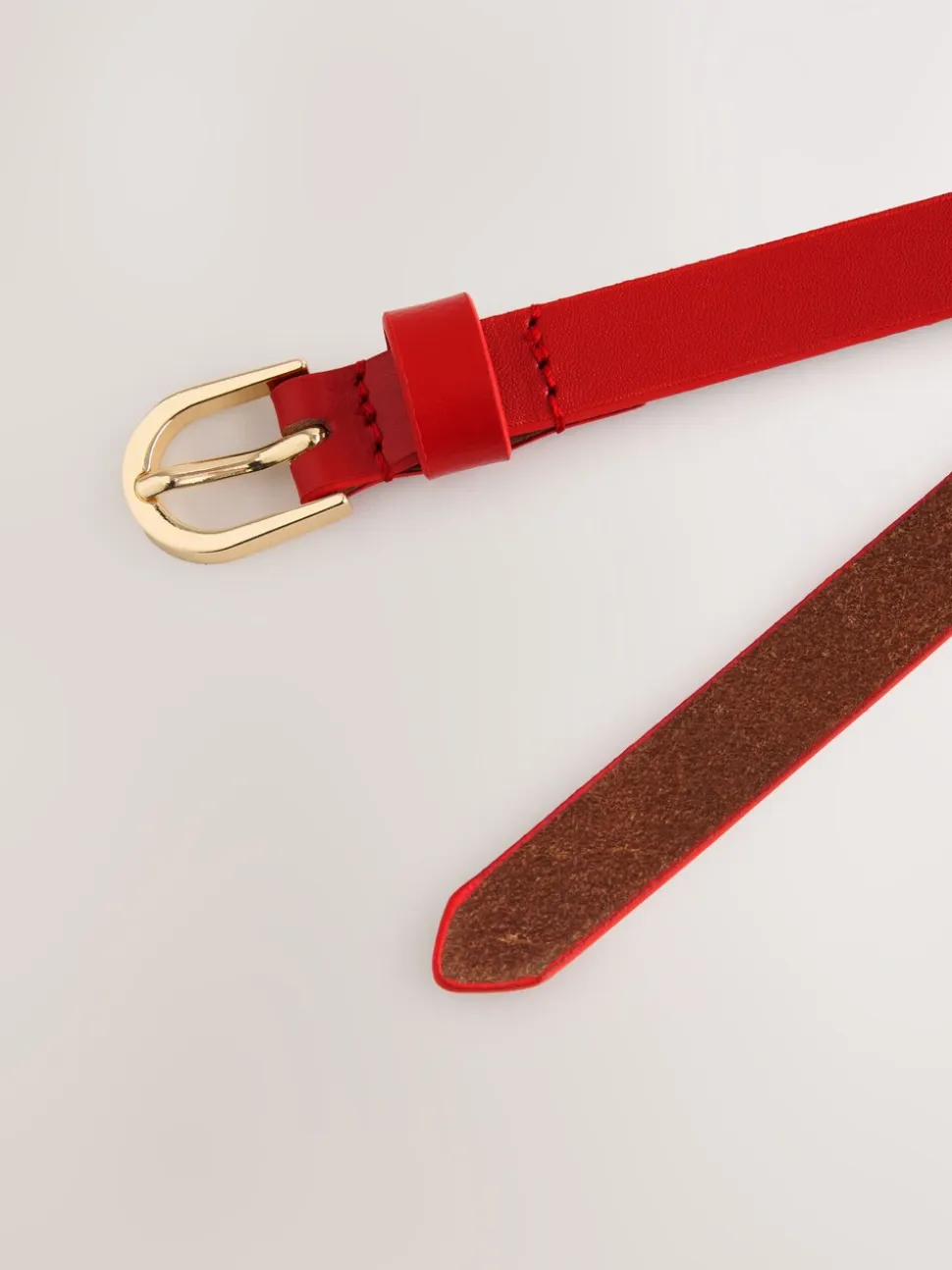 Rood - Smalle leren riem