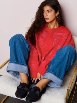 Rood - Sweatshirt met borduursel