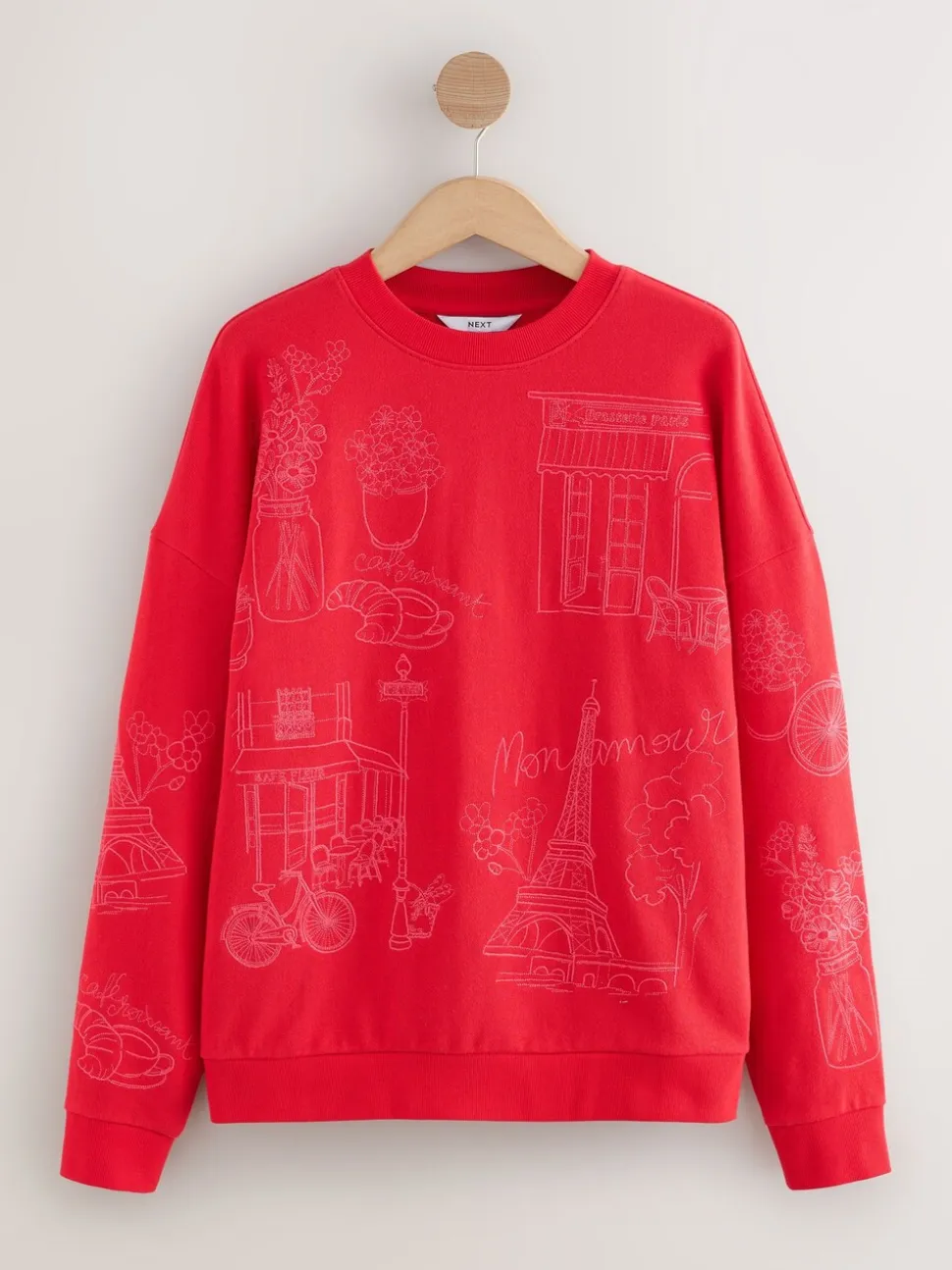 Rood - Sweatshirt met borduursel