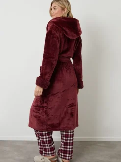 Rood - Threadbare - Knusse kamerjas met rand van imitatiebont