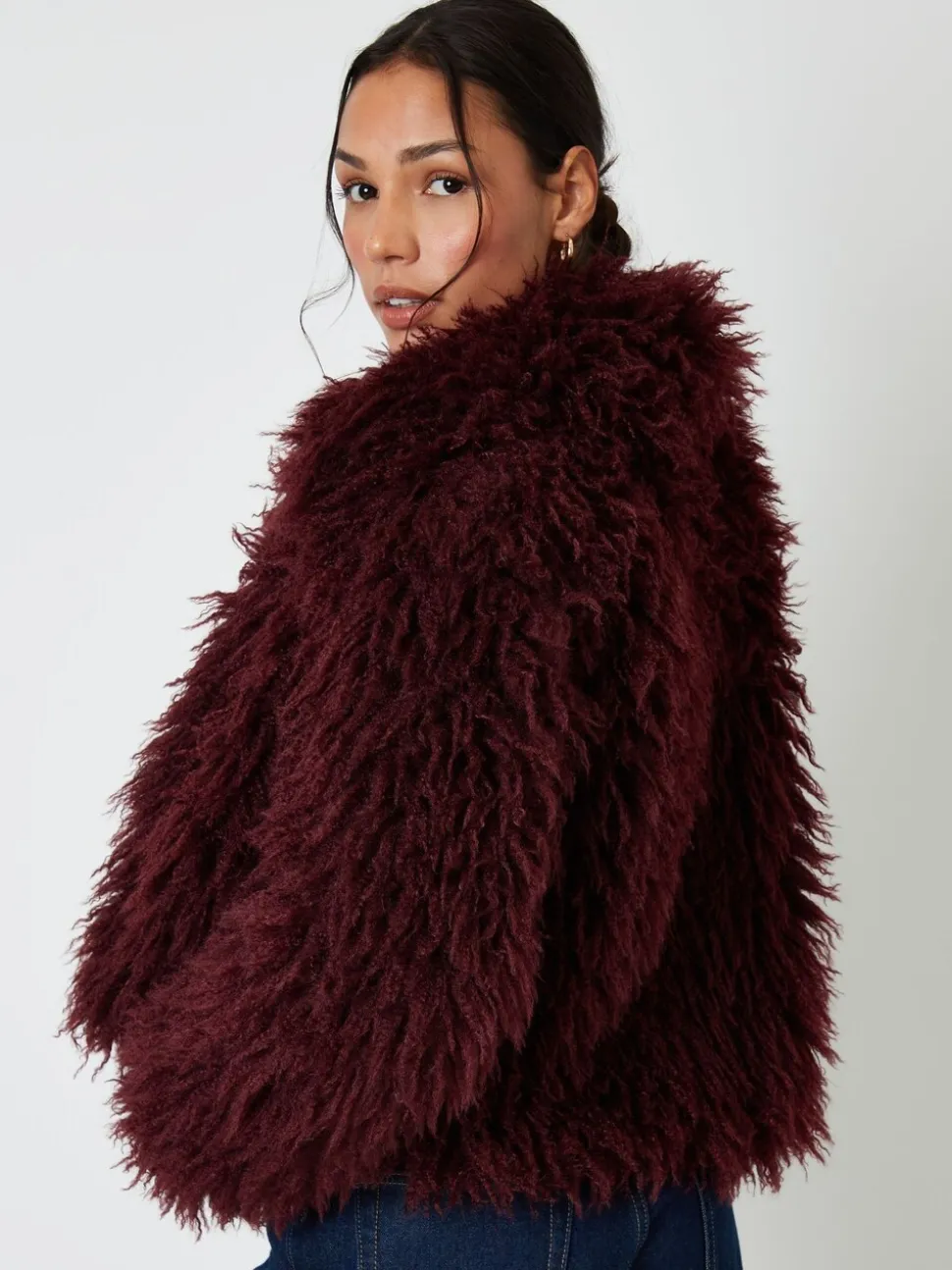 Rood - Threadbare Collared Faux Fur Coat
