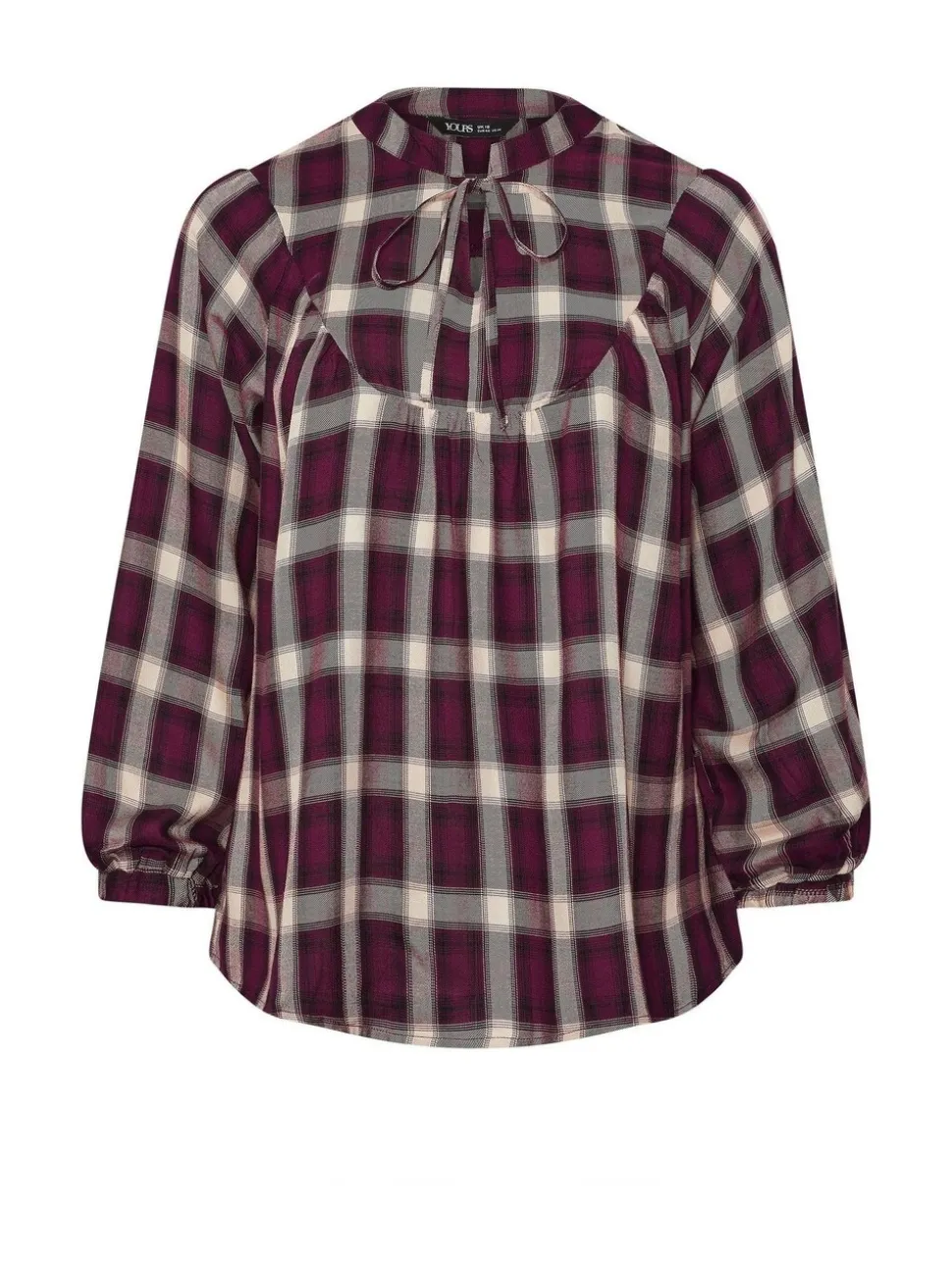 Rood - Yours Curve blouse met ruit en strik bij de hals