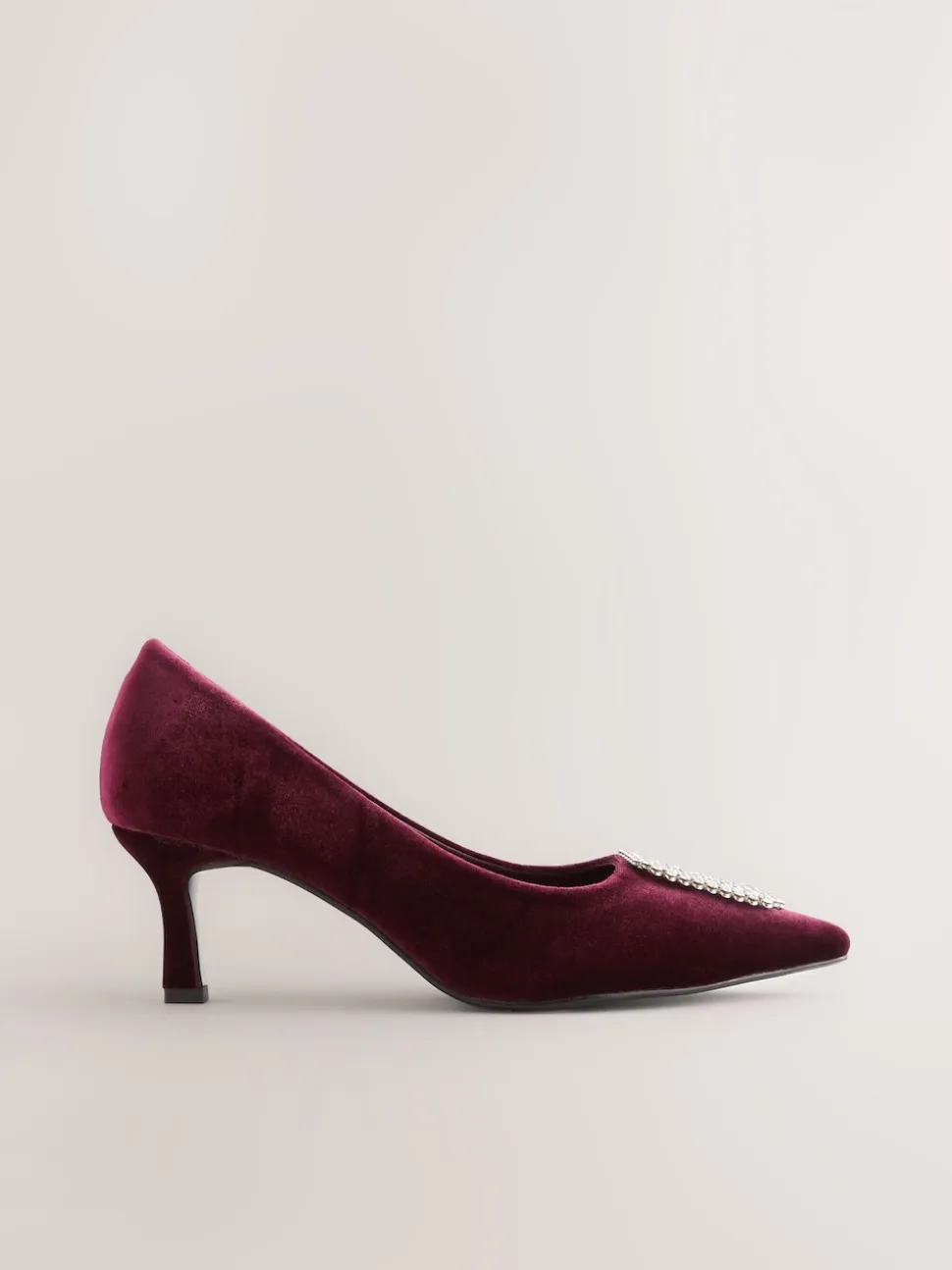 Rood fluweel - Forever Comfort - Spitse hakken met siersteentjes