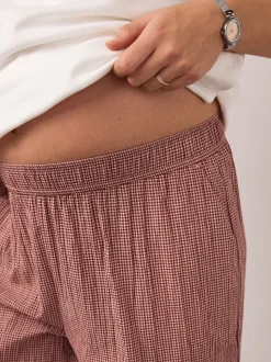 Rood geruit - Zwangerschapsbroek met wijde pijpen