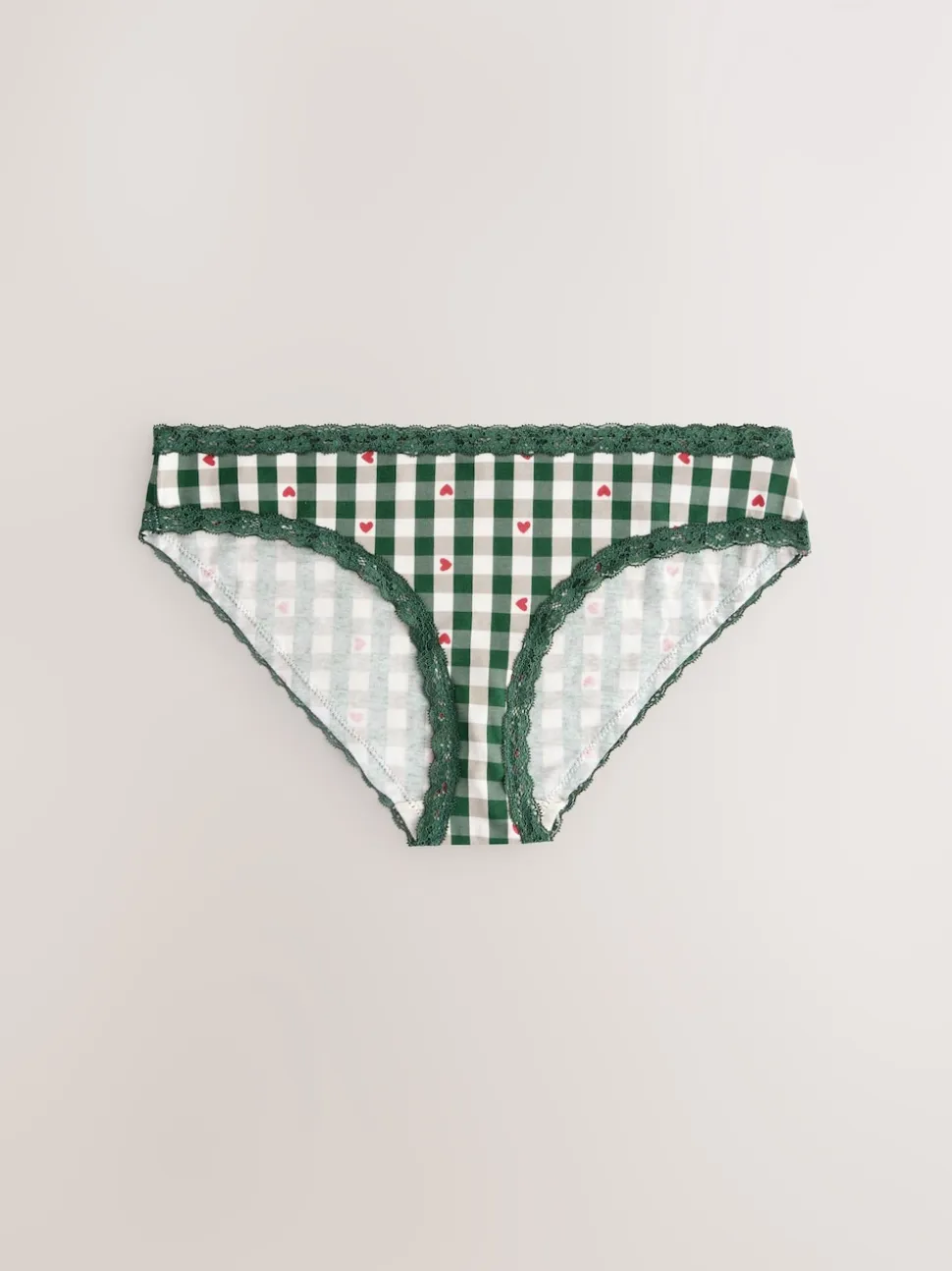 Rood hart/groene ruit - Katoenen kanten slipjes 4 stuks