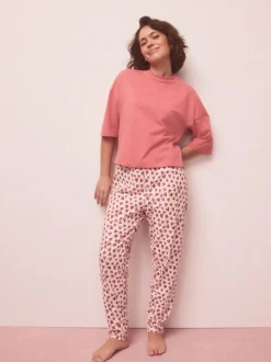 Rood met hartjesprint - Pyjama met korte mouwen
