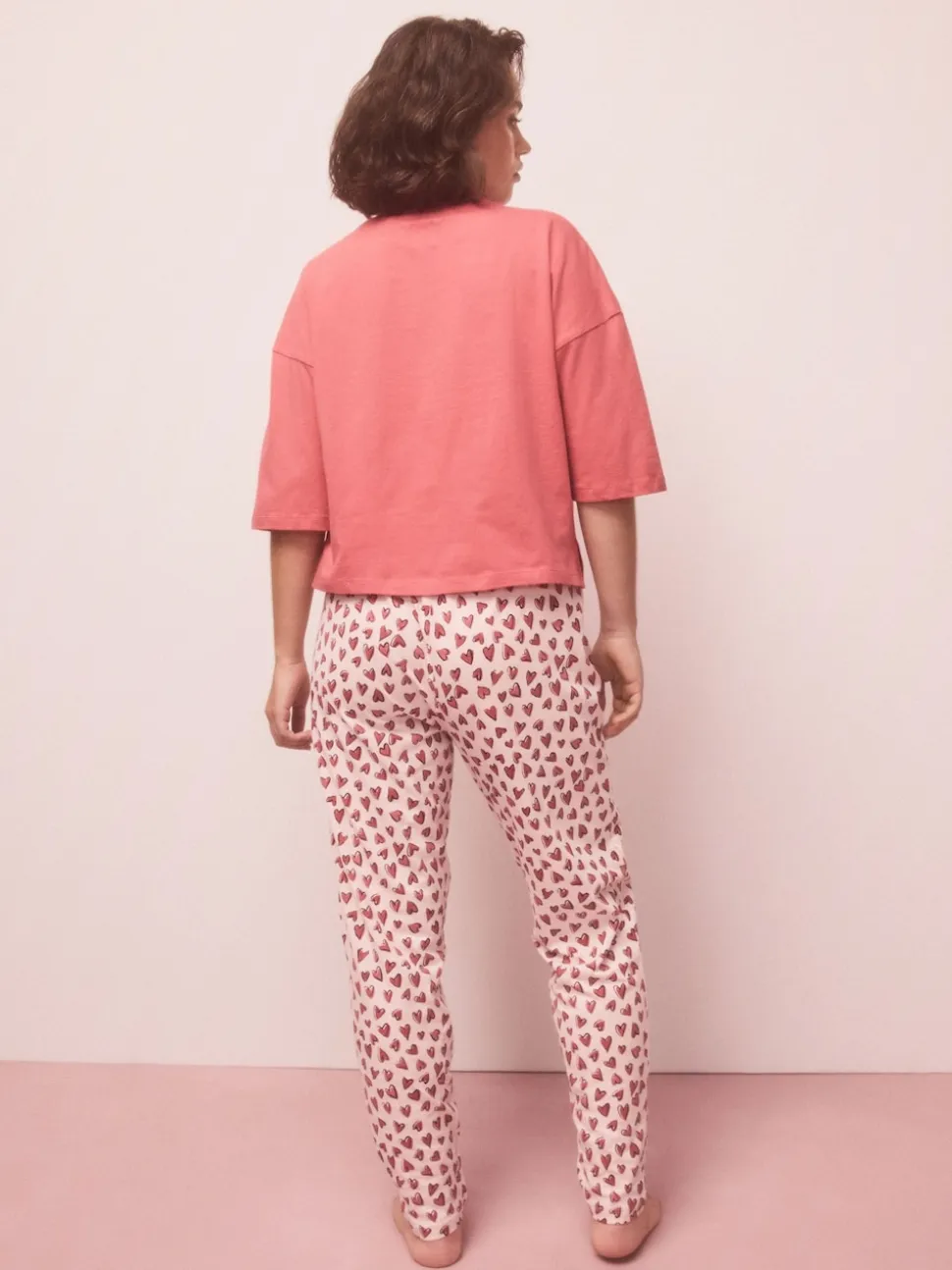 Rood met hartjesprint - Pyjama met korte mouwen