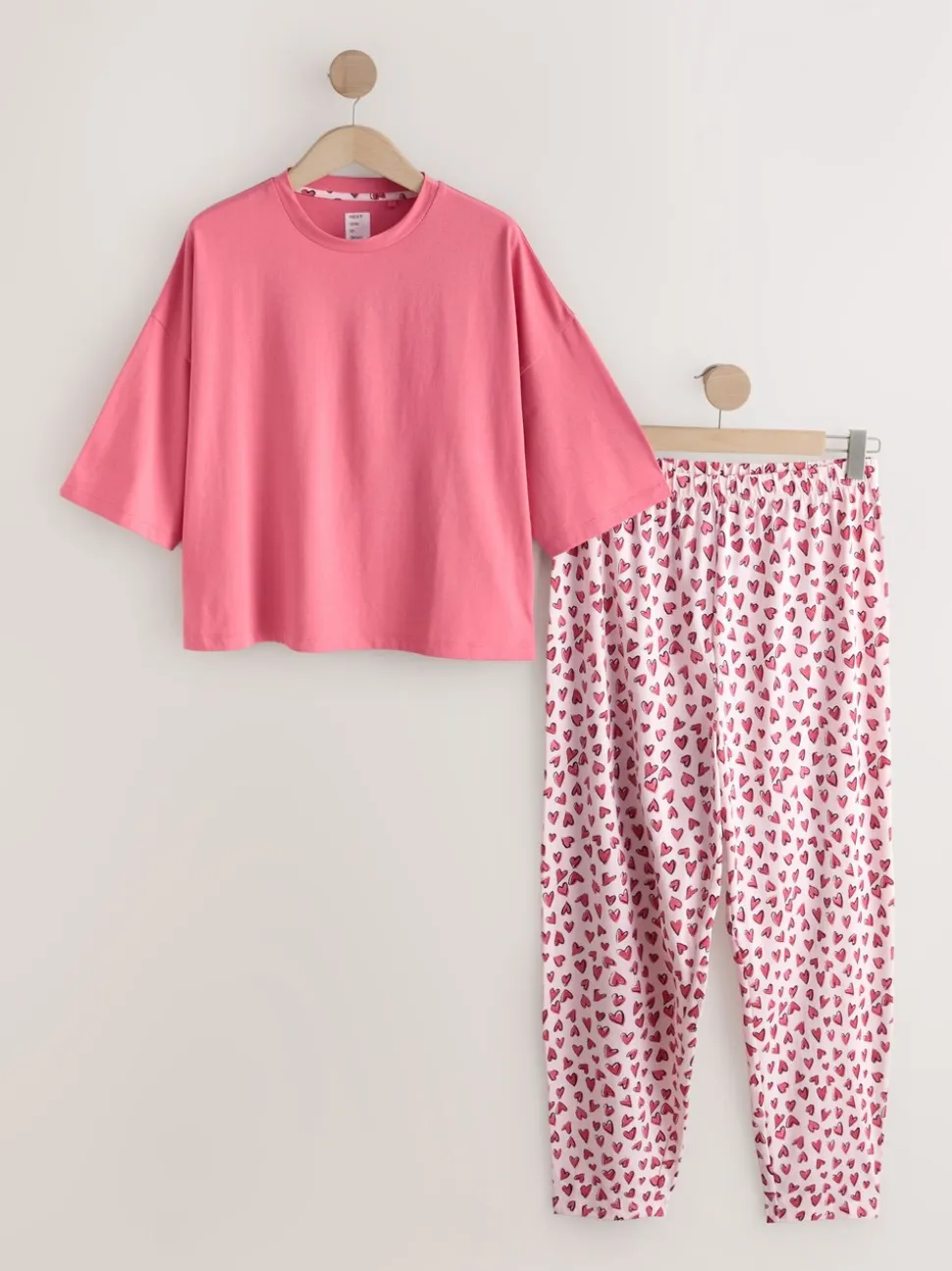 Rood met hartjesprint - Pyjama met korte mouwen