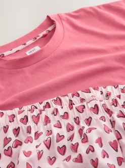 Rood met hartjesprint - Pyjama met korte mouwen