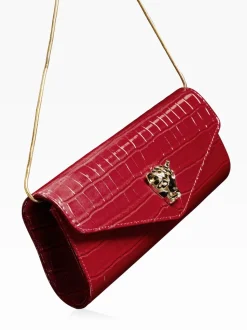 Rood met krokodillenleereffect - Lipsy Clutch Bag