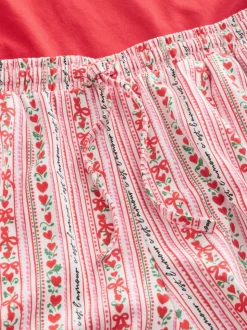 Rood met print - Pyjama met korte mouwen