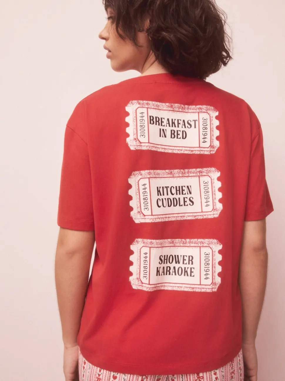 Rood met print - Pyjama met korte mouwen