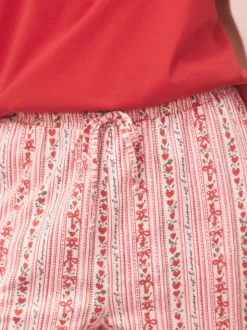 Rood met print - Pyjama met korte mouwen