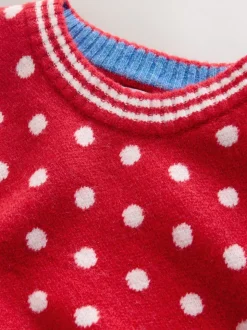 Rood met stippen - Mouwloze gebreide tanktop met wol