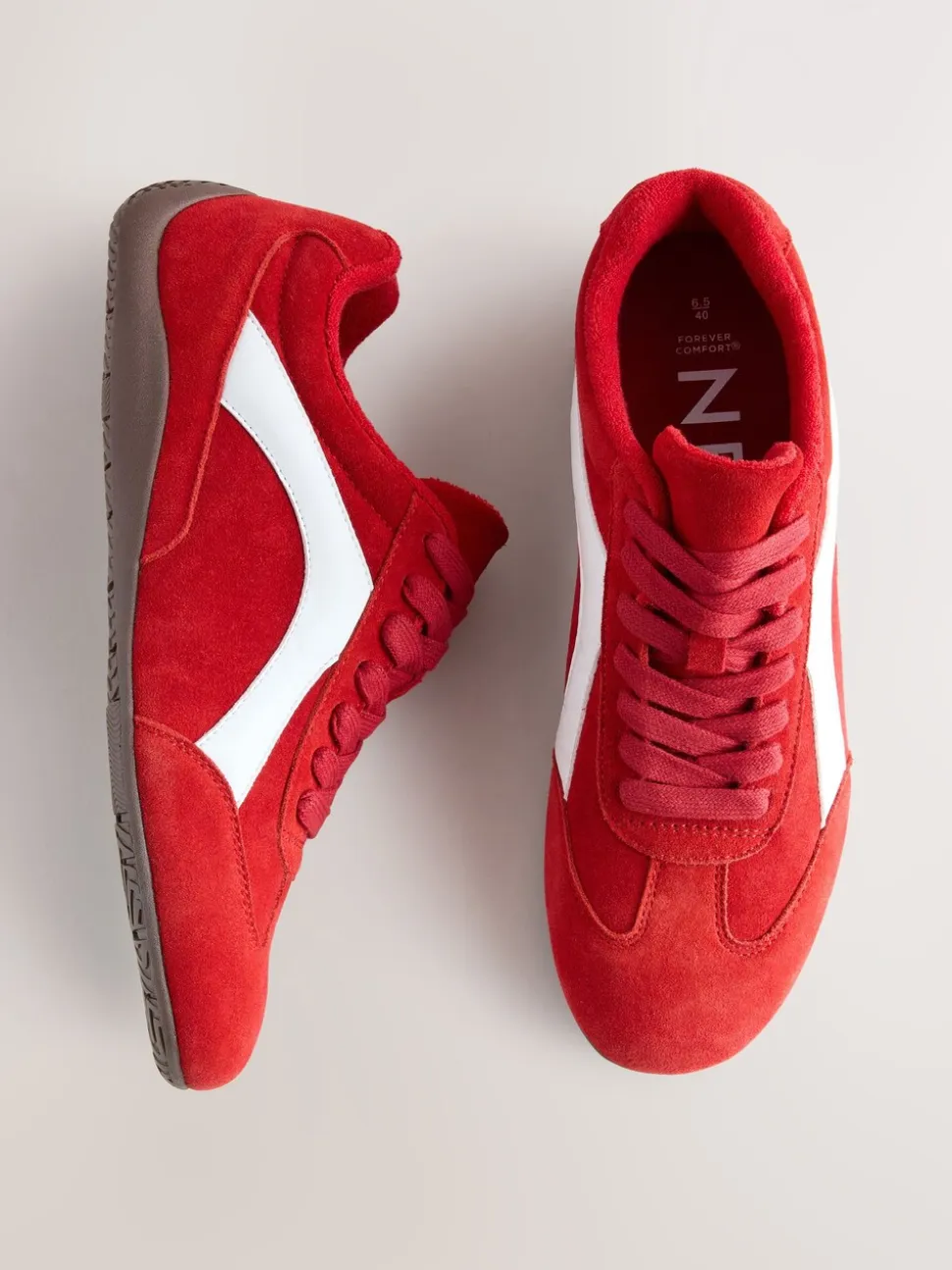 Rood suède - Forever Comfort® Leather Slimsole Lace-Up Trainers