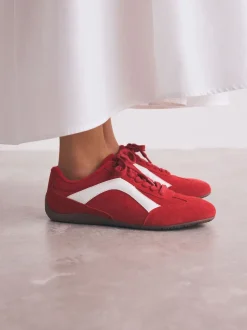Rood suède - Forever Comfort® Leather Slimsole Lace-Up Trainers