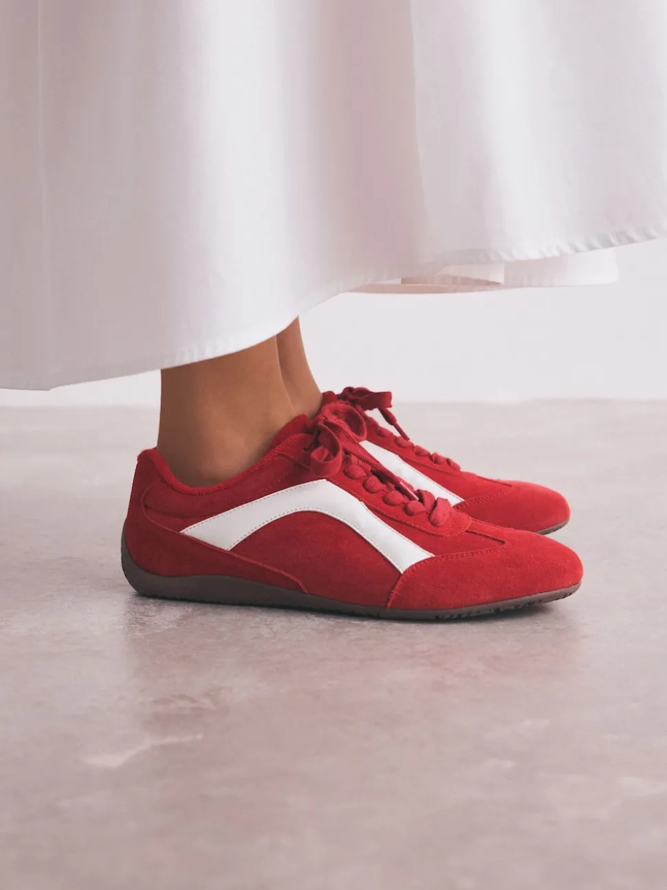 Rood suède - Forever Comfort® Leather Slimsole Lace-Up Trainers