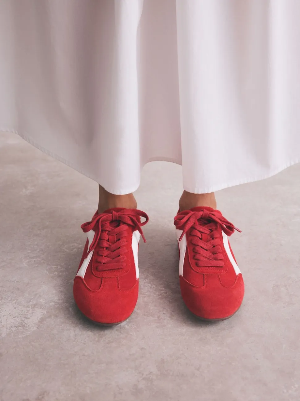 Rood suède - Forever Comfort® Leather Slimsole Lace-Up Trainers