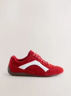 Rood suède - Forever Comfort® Leather Slimsole Lace-Up Trainers