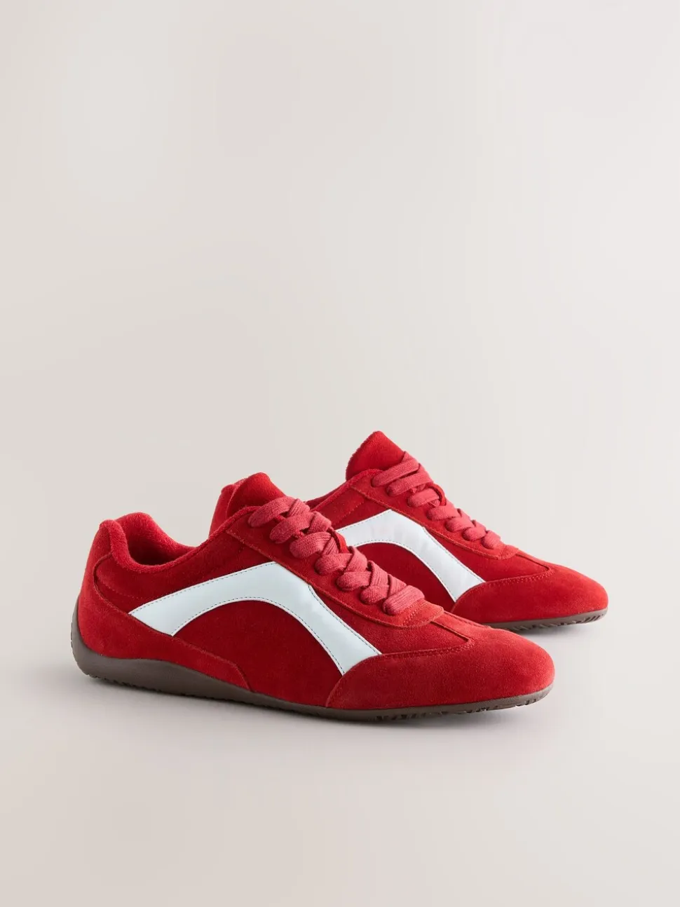 Rood suède - Forever Comfort® Leather Slimsole Lace-Up Trainers
