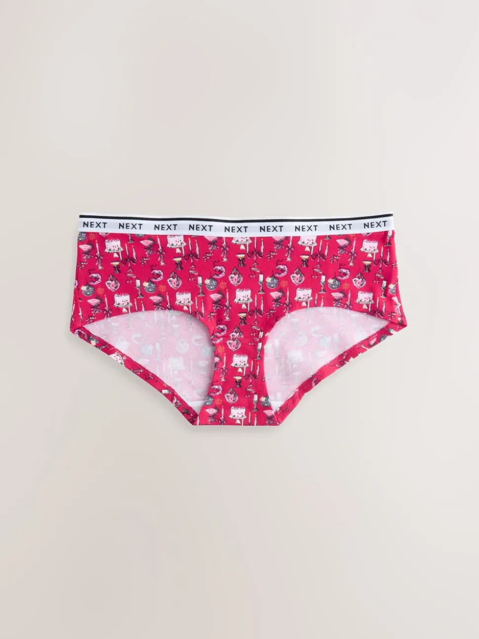 Rood tafelaankleding Print - 7 Katoenen slipjes met logotailleband