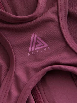 Roodpaars 'Wine' - Active High Neck Tummy Control Swimsuit