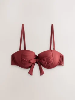 Roodpaars 'Wine' - Bow Wired Bandeau Bikini Top