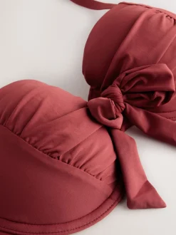 Roodpaars 'Wine' - Bow Wired Bandeau Bikini Top