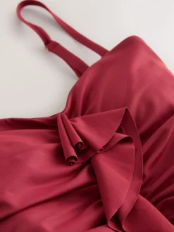 Roodpaars 'Wine' - Tummy Control Frill Bandeau Swimsuit