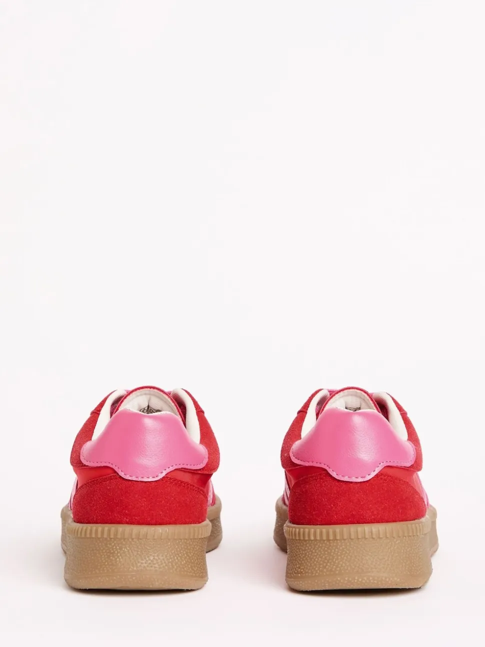 Rood/roze - Friends Like These Lace Up Retro Gumsole Sports Trainers
