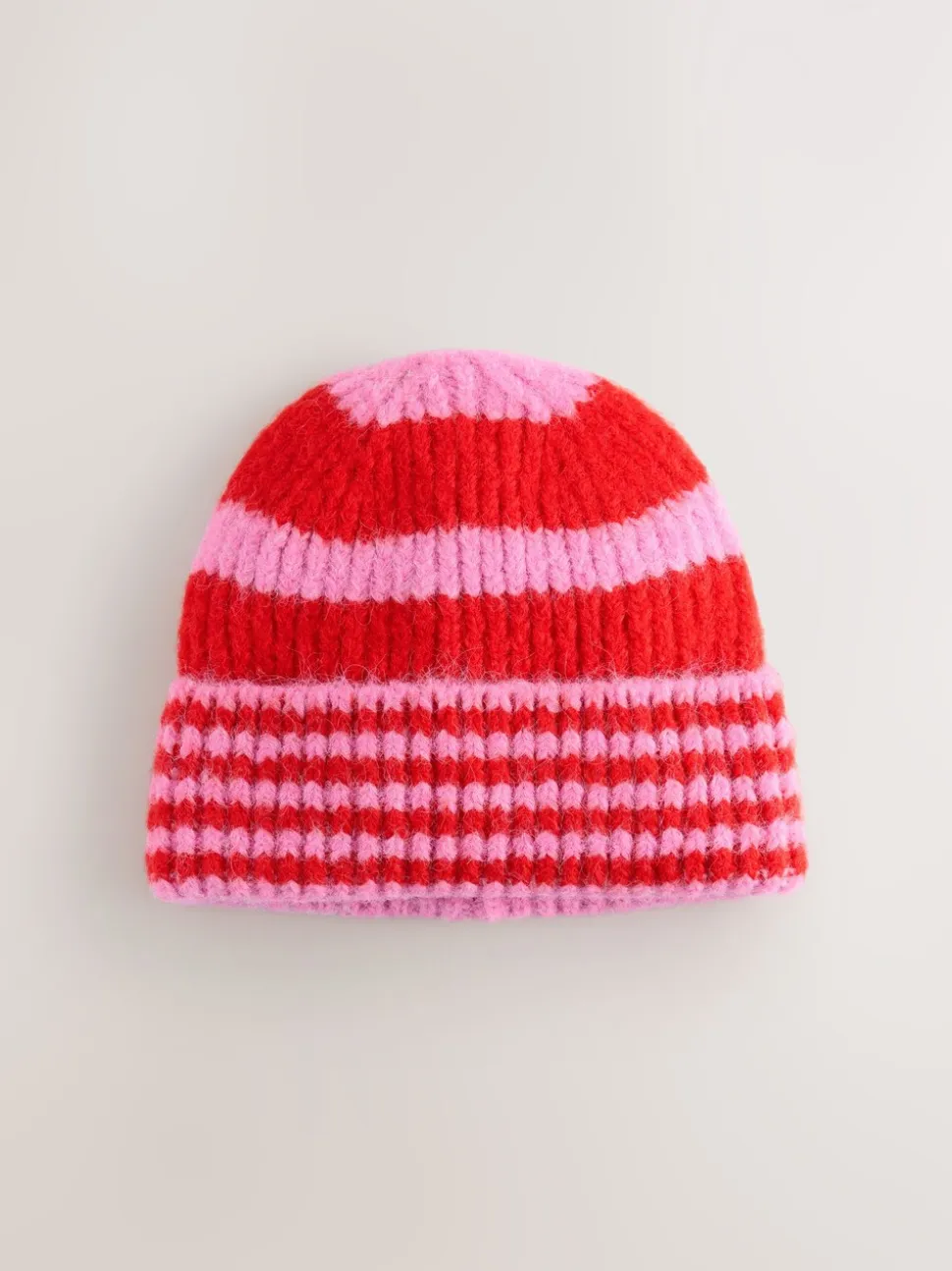 Rood/roze - Stripe Knitted Beanie Hat