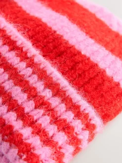 Rood/roze - Stripe Knitted Beanie Hat