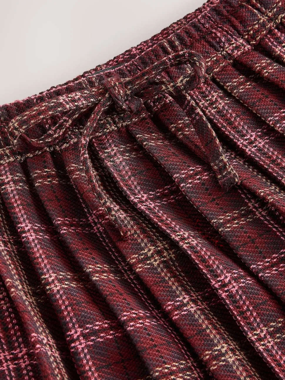 Rood/roze geruit - Pleated Pull On Mini Skirt