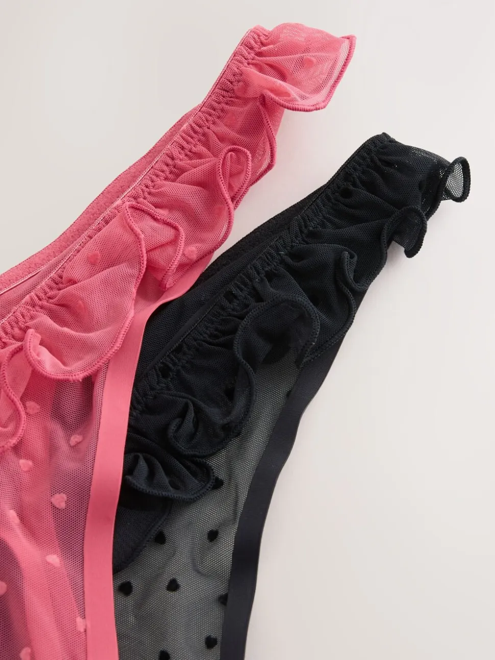 Rood/zwart - Heart Mesh Flocked Knickers 2 Pack