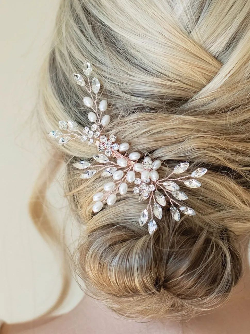 Roségoudkleurig - Ivory & Co - Sierkam met parels en kristallen