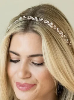 Roségoudkleurig - Ivory & Co bohemia haarband met kristallen en parels