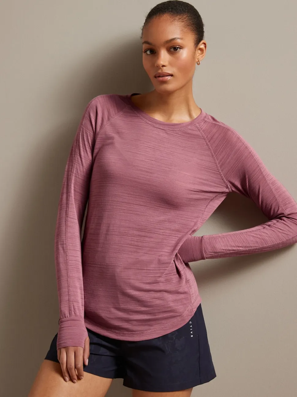 Roze - Actieve lichte top met lange mouwen