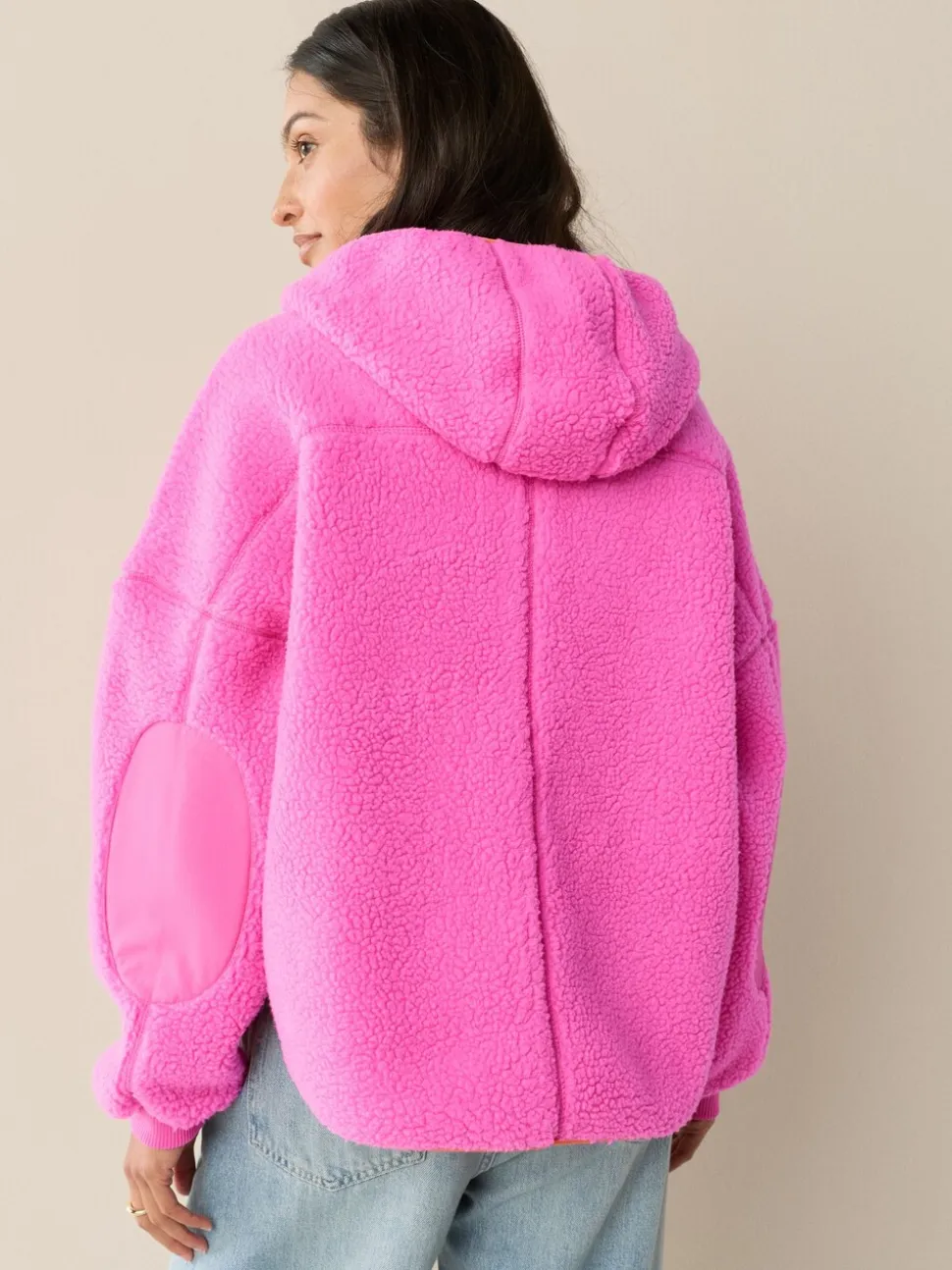 Roze - Active jack met capuchon van borg