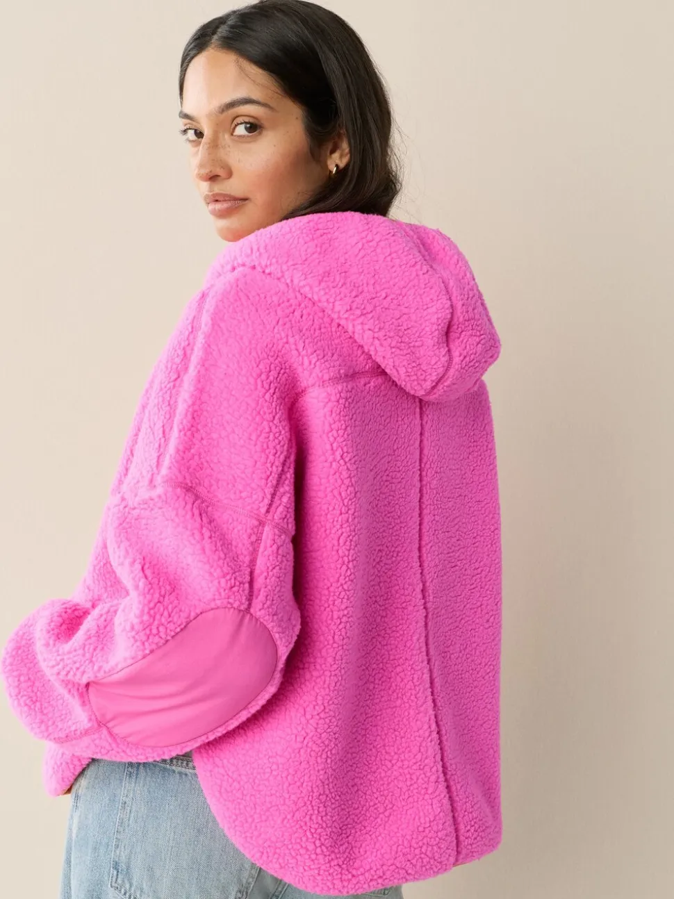Roze - Active jack met capuchon van borg