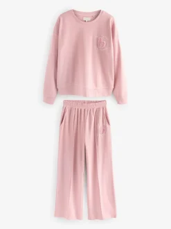 Roze - B by Ted Baker pyjama's van geborstelde katoenblend met wafelstof