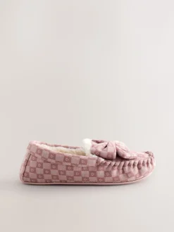 Roze - Check Heart Moccasin Slippers