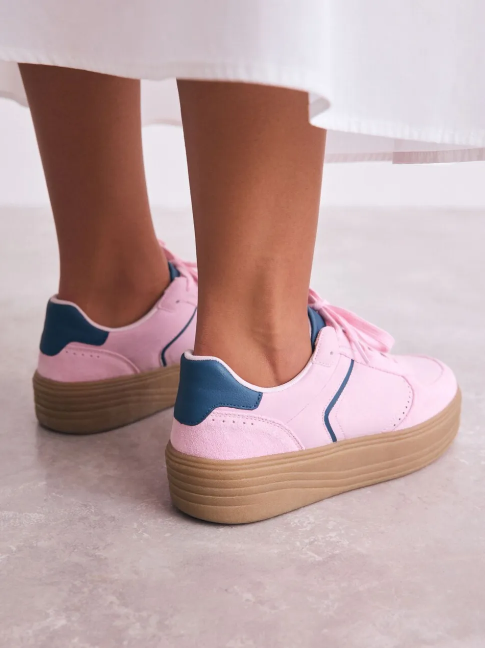 Roze - Chunky sneakers met veters en plateauzool