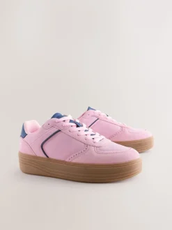 Roze - Chunky sneakers met veters en plateauzool