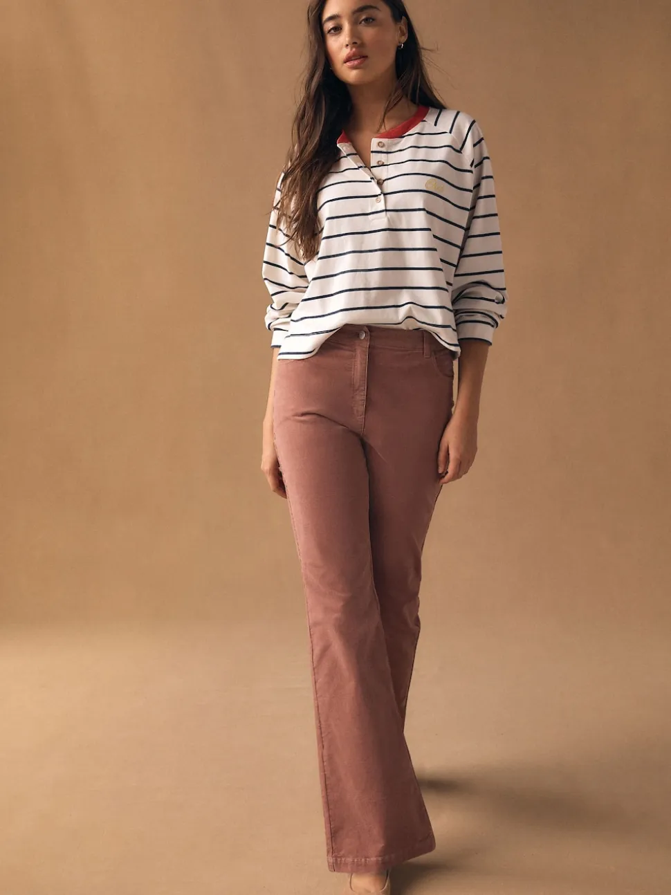 Roze - Corduroy boot cut broek