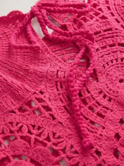 Roze - Cropped Crochet Tabard Cover-Up