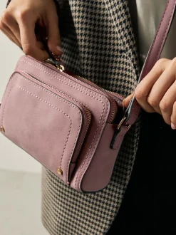 Roze - Double Zip Cross-Body Faux Suede Bag