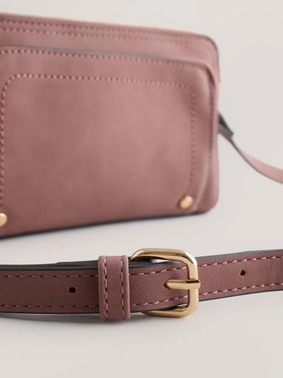 Roze - Double Zip Cross-Body Faux Suede Bag